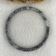 Natural Type A Wuji Grey Jadeite Twisted Bangle | 59.2mm Inner Diameter (13.87g 5.3x5.4mm | Continuous Fortune & Root Shield) - Huangs Jadeite and Jewelry Pte Ltd