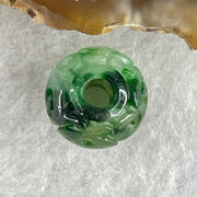 Natural Type A Lao Keng Old Mine Green Jadeite Flora Carving Bead Charm 1.36g 11.4mm - Huangs Jadeite and Jewelry Pte Ltd