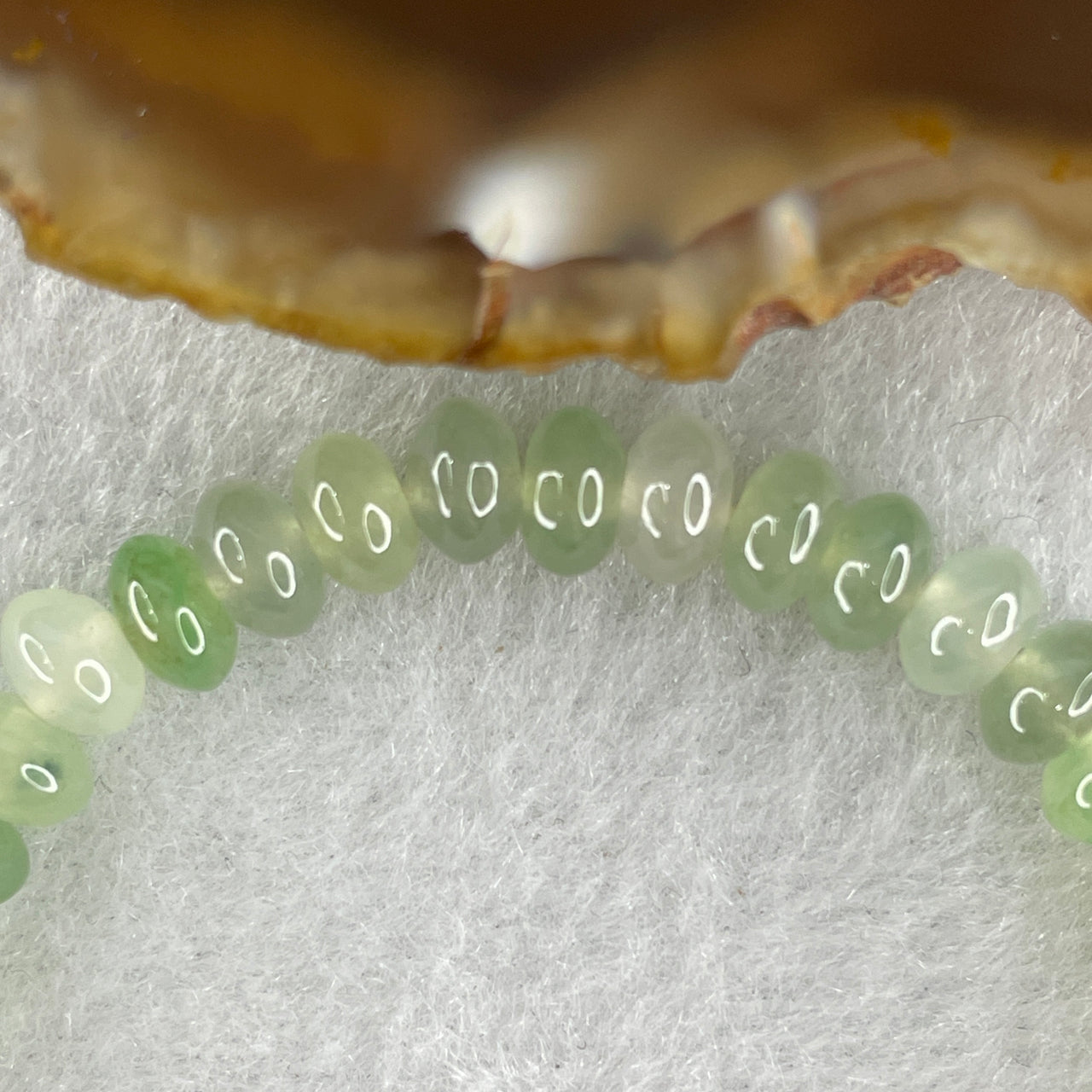Natural Type A Icy Light Blusieh Green Jadeite Donut Abacus Shape Beads Bracelet 12.26g 15cm 6.2mm 48 Beads