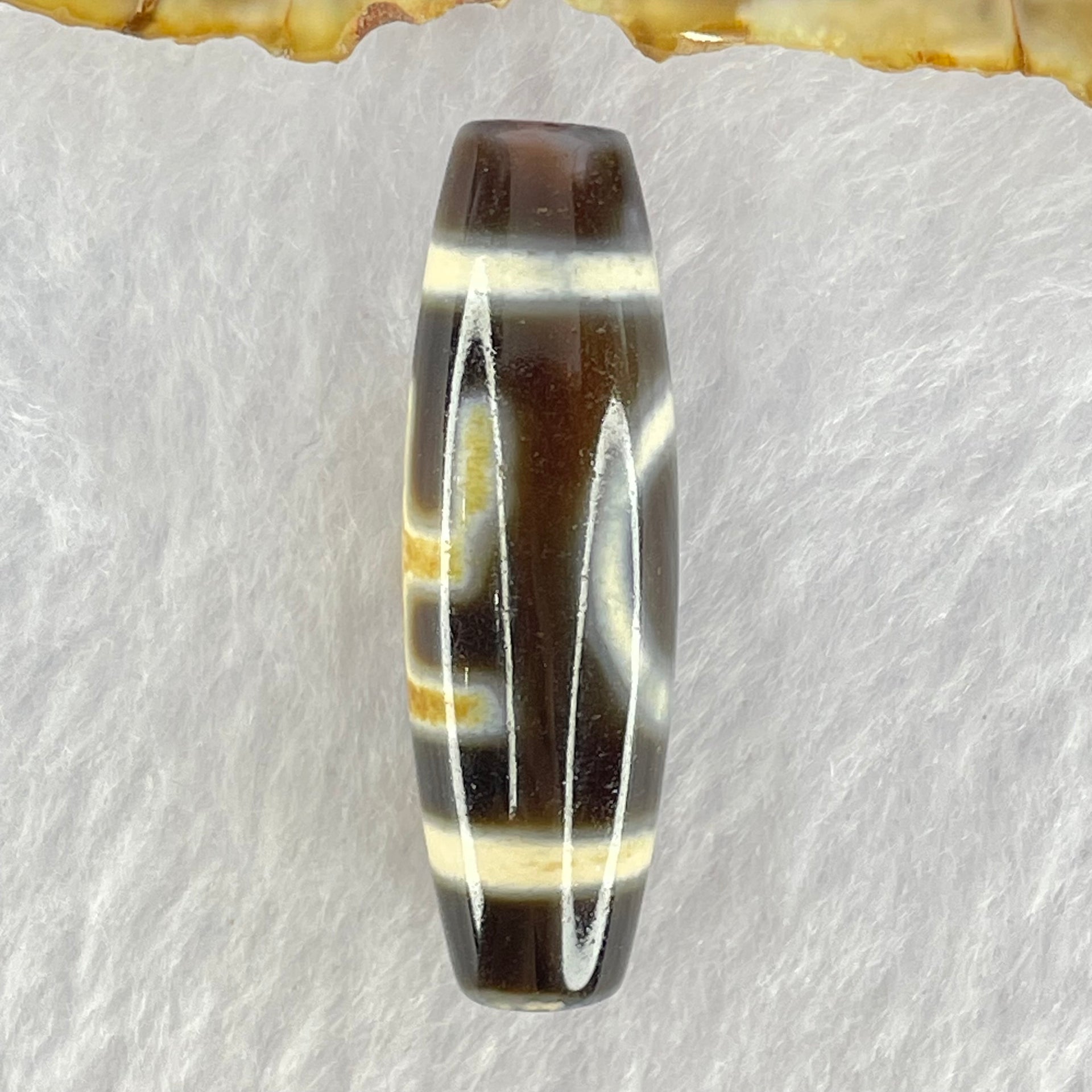 Natural Powerful Tibetan Old Oily Agate 1 Eye With Swastika Dzi Bead (Hotu Dzi) 7.76g 37.9 by 11.9mm - Huangs Jadeite and Jewelry Pte Ltd