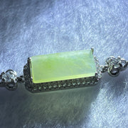 Type A Icy Green Jadeite Mini Rectangle Wu Shi Pai with Crystals in S925 Sliver Bracelet 4.18g 14.8 by 7.0 by 1.6mm - Huangs Jadeite and Jewelry Pte Ltd