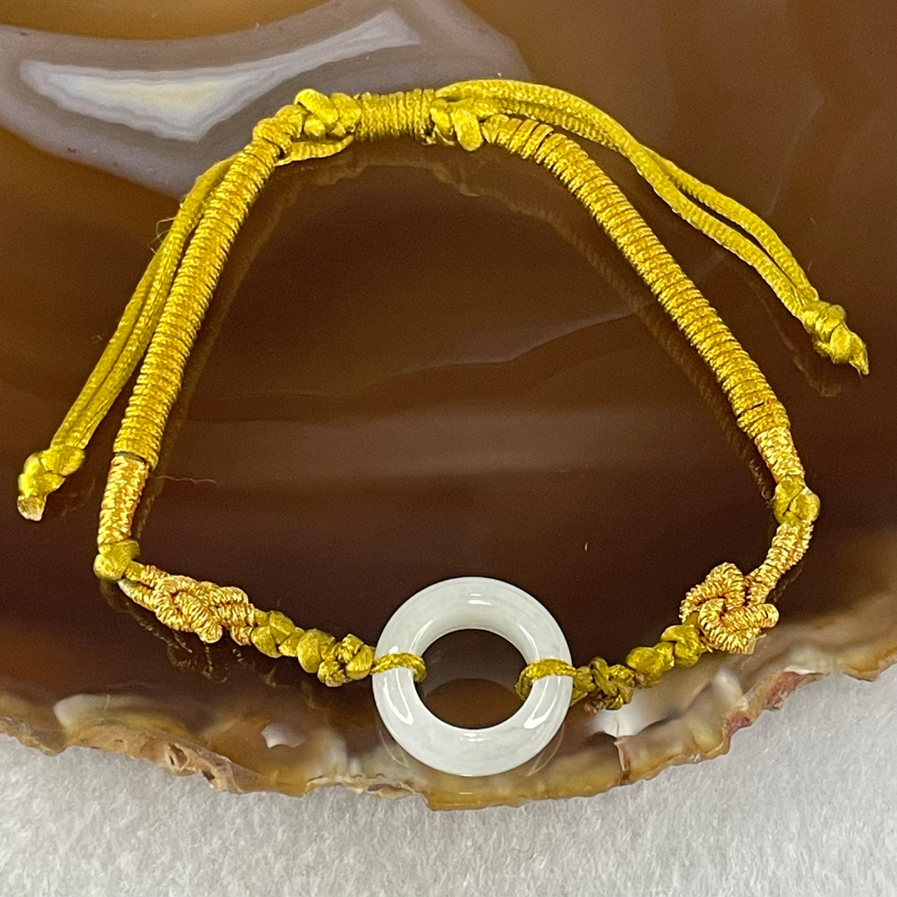 Type A Faint Lavender Jadeite Ping An Kou String Bracelet 3.09g 15.2 by 6.3mm - Huangs Jadeite and Jewelry Pte Ltd