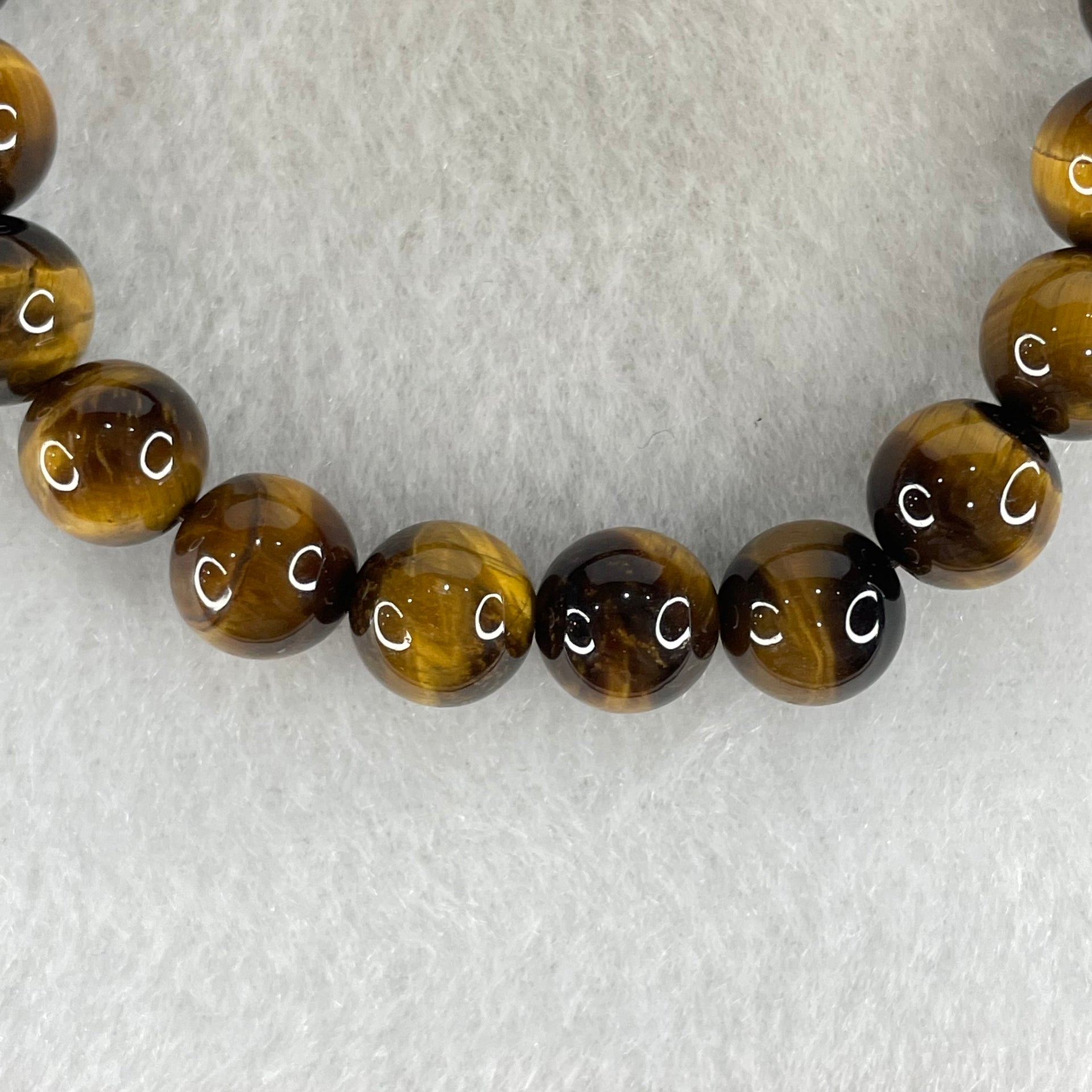 Natural Yellow Tiger's Eye Quartz Beads Bracelet 18.44g 16cm 8.4mm 23 Beads - Huangs Jadeite and Jewelry Pte Ltd