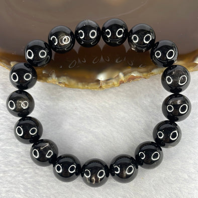 Natural Hypersthene Crystal Bracelet 天然金运石水晶手链 53.35g 18cm 12.3mm 17 Beads - Huangs Jadeite and Jewelry Pte Ltd