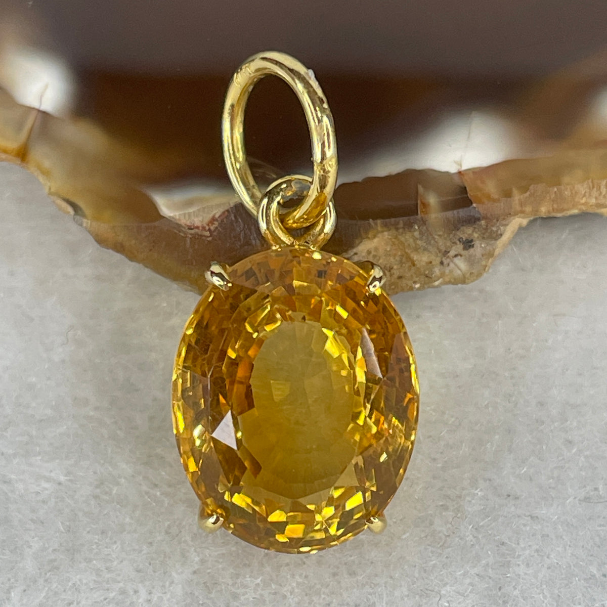 NGI Certified Natural Citrine Quartz Oval Brilliant Step Cut Pendant |  22K Yellow Gold Setting (14.0ct | 6.93g Total | 16.75x13.40x10.21mm | Golden Honey Brilliance | Wealth Magnet, Confidence & Success Shield)