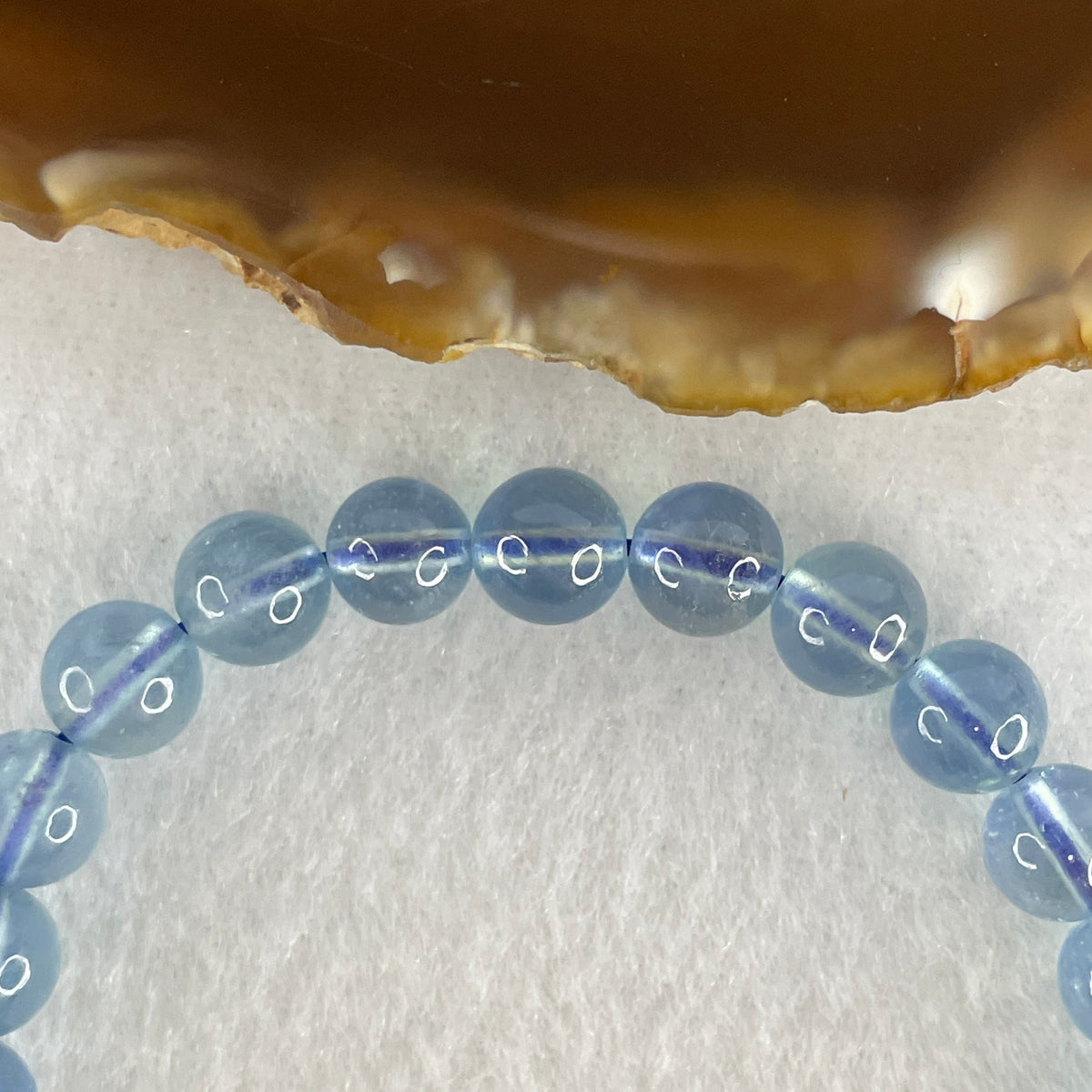 Certified Good Grade Natural Aquamarine Beads Bracelet | 15cm with 24 Beads 7.8mm (14.79g | Ocean Blue Translucency | Throat & Third Eye Chakra Harmony, Tranquil Communication & Serene Wealth Shield)