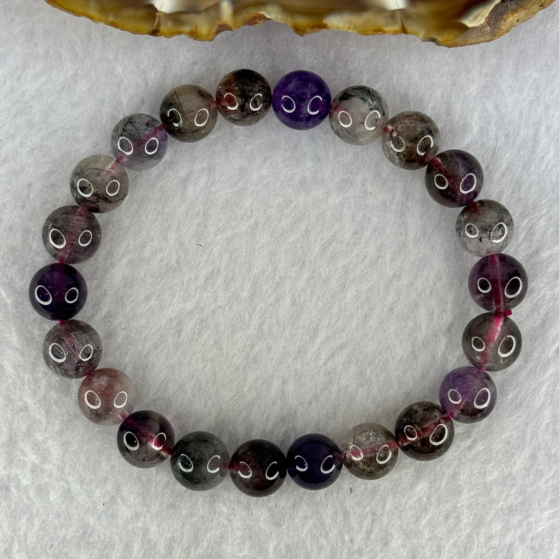 Natural Super 7 Beads Bracelet 19.66g 16cm 8.8mm 22 Beads - Huangs Jadeite and Jewelry Pte Ltd