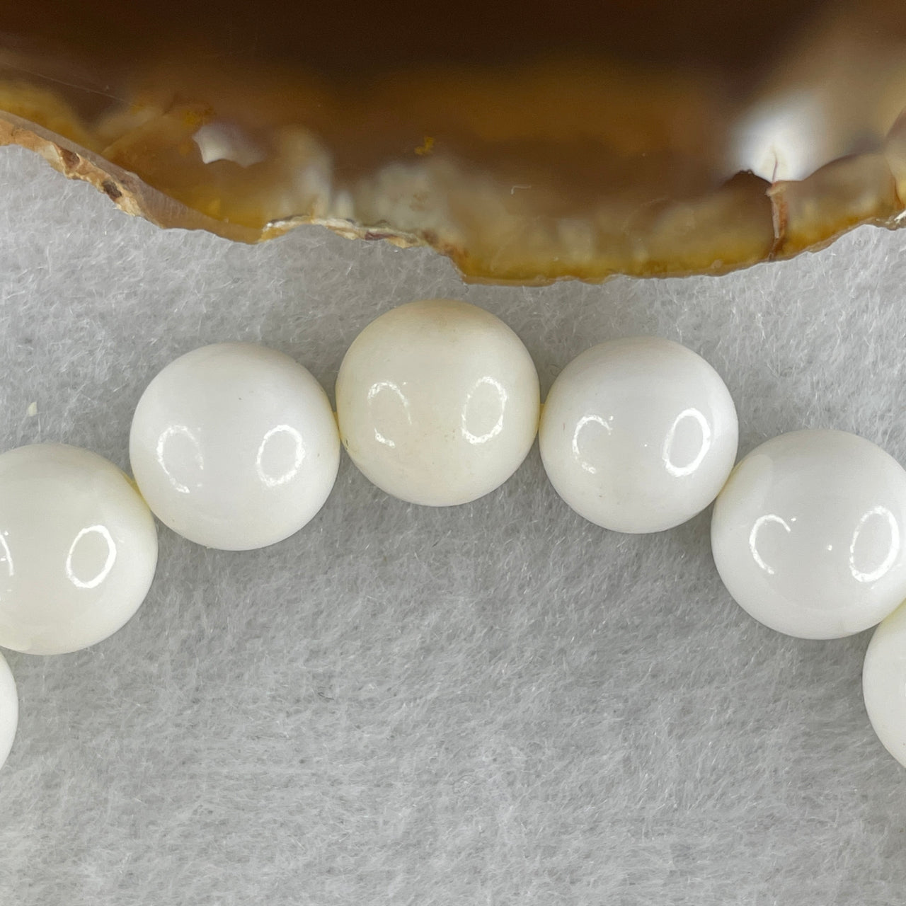 Natural Tridacna Sea Shell Beads Bracelet 32.84g 16cm 10.5mm 19 Beads