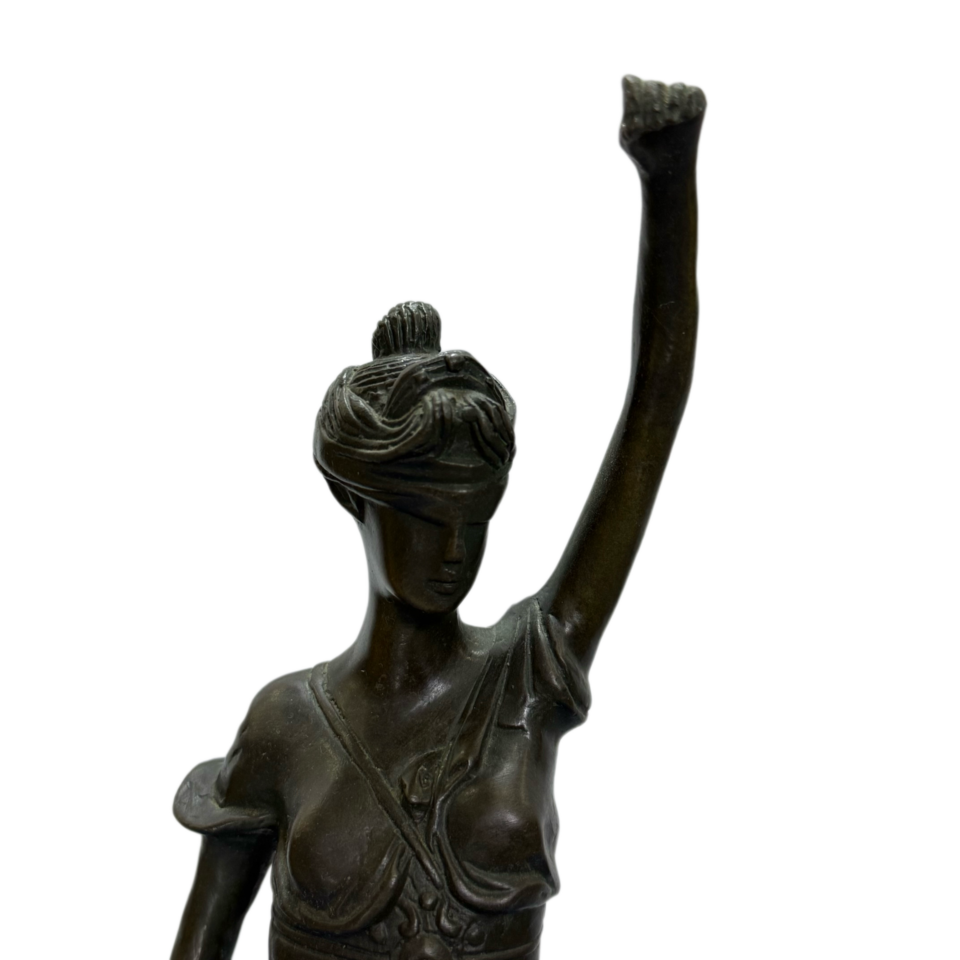 Antique European Handmade Bronze Lady of Justice Display 3,071.9g 148.0 by 148.0 by 422.0mm - Huangs Jadeite and Jewelry Pte Ltd
