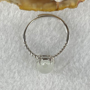 Type A Semi Icy Faint Lavender Tear Drop Shape Cabochon Jadeite in S925 Sliver Ring (Adjustable Size) 2.21g 12.4 by 7.4 by 5.0mm - Huangs Jadeite and Jewelry Pte Ltd