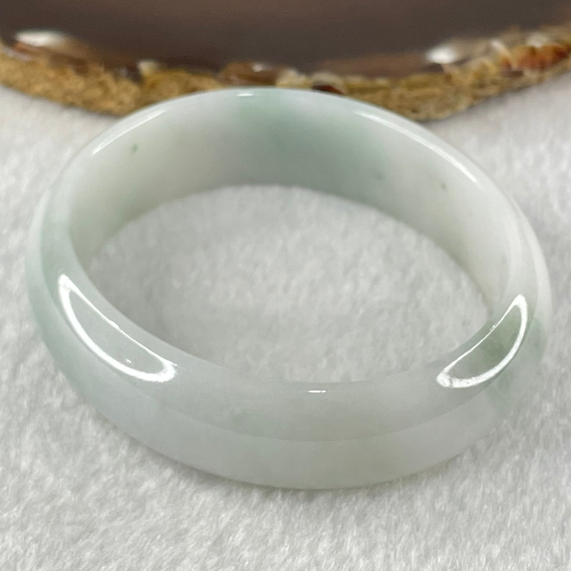 Type A Faint Lavender Green Jadeite Oval Bangle 45.43g Internal Diameter 55.8mm 15.8 by 6.3mm (Internal Lines) - Huangs Jadeite and Jewelry Pte Ltd
