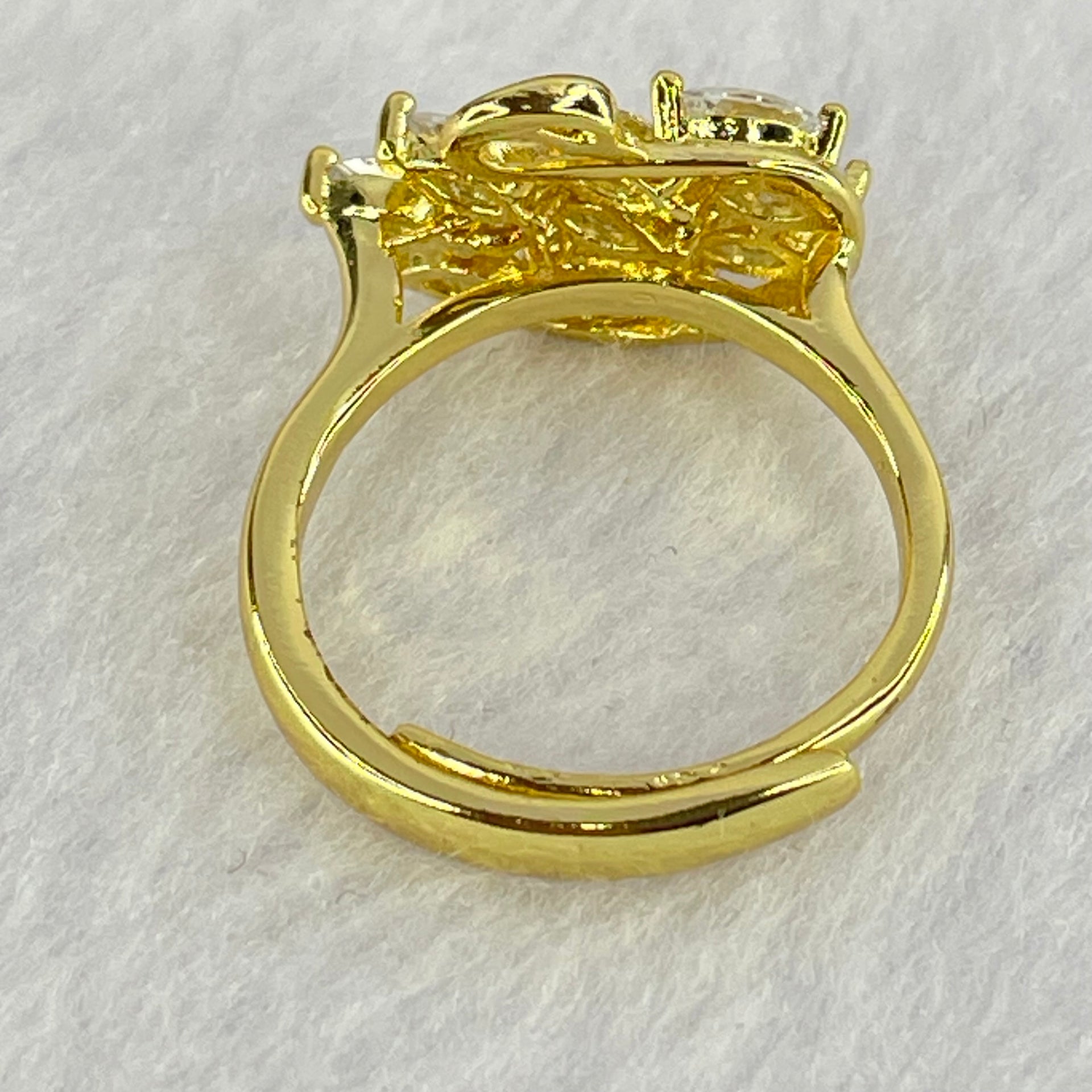 Yellow Cubic Zirconia in PT950 Plated in Sliver Ring (Adjustable Size) 3.54g 5.9 by 4.0 by 2.8mm 5pcs - Huangs Jadeite and Jewelry Pte Ltd