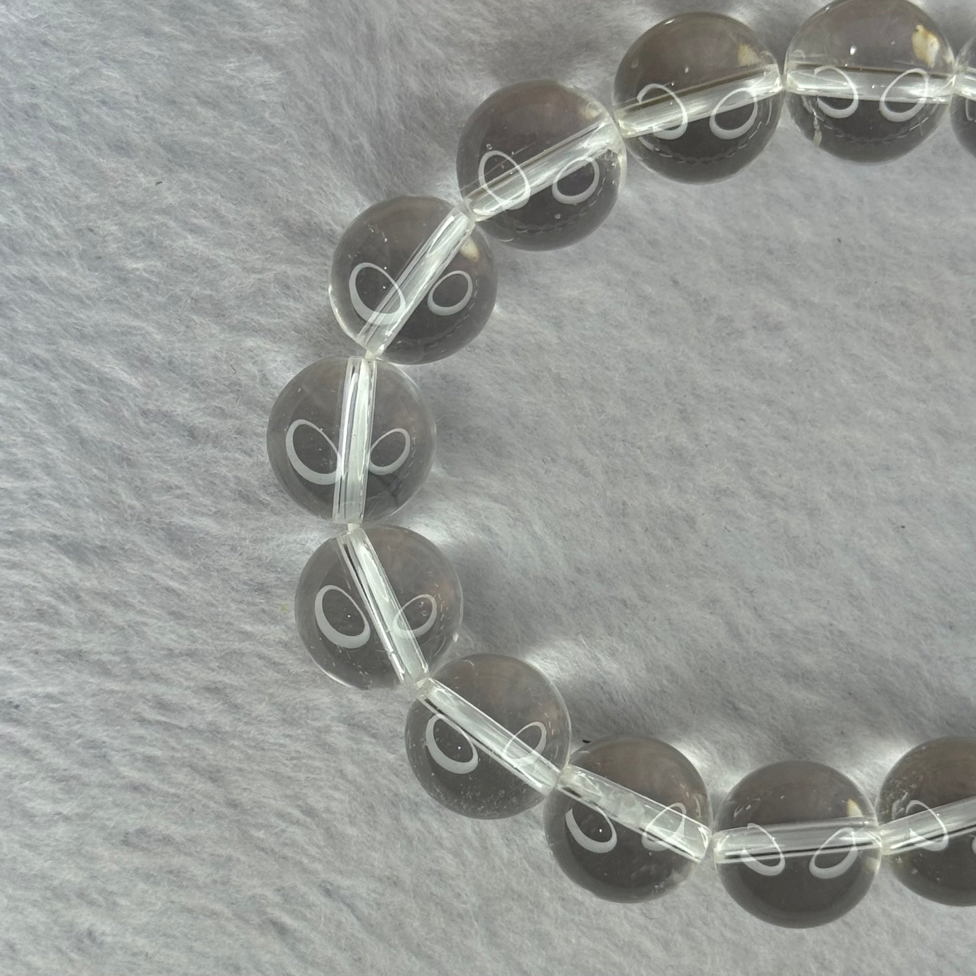 Natural Clear Quartz Beads Bracelet 天然白水晶手链 46.09g 17.5cm 12.9mm 16 Beads - Huangs Jadeite and Jewelry Pte Ltd