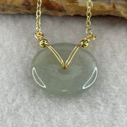 Natural Type A Icy Light Green Jadeite Ping An Kou Pendant | 19mm Translucent Jade Peace Disc Talisman with 58cm Adjustable Necklace (5.19g | 19.3 x 3.6mm) - Huangs Jadeite and Jewelry Pte Ltd