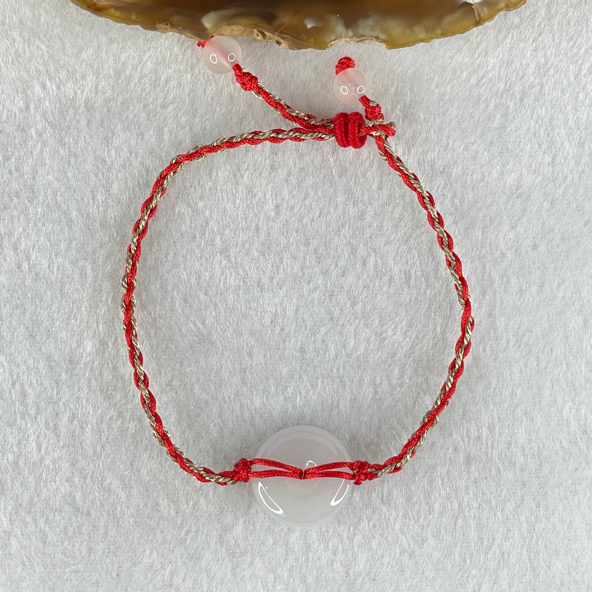 Type A Lavender Jadeite Ping An Kou Donut Charm in String Bracelet 4.20g 16.6 by 5.2mm - Huangs Jadeite and Jewelry Pte Ltd