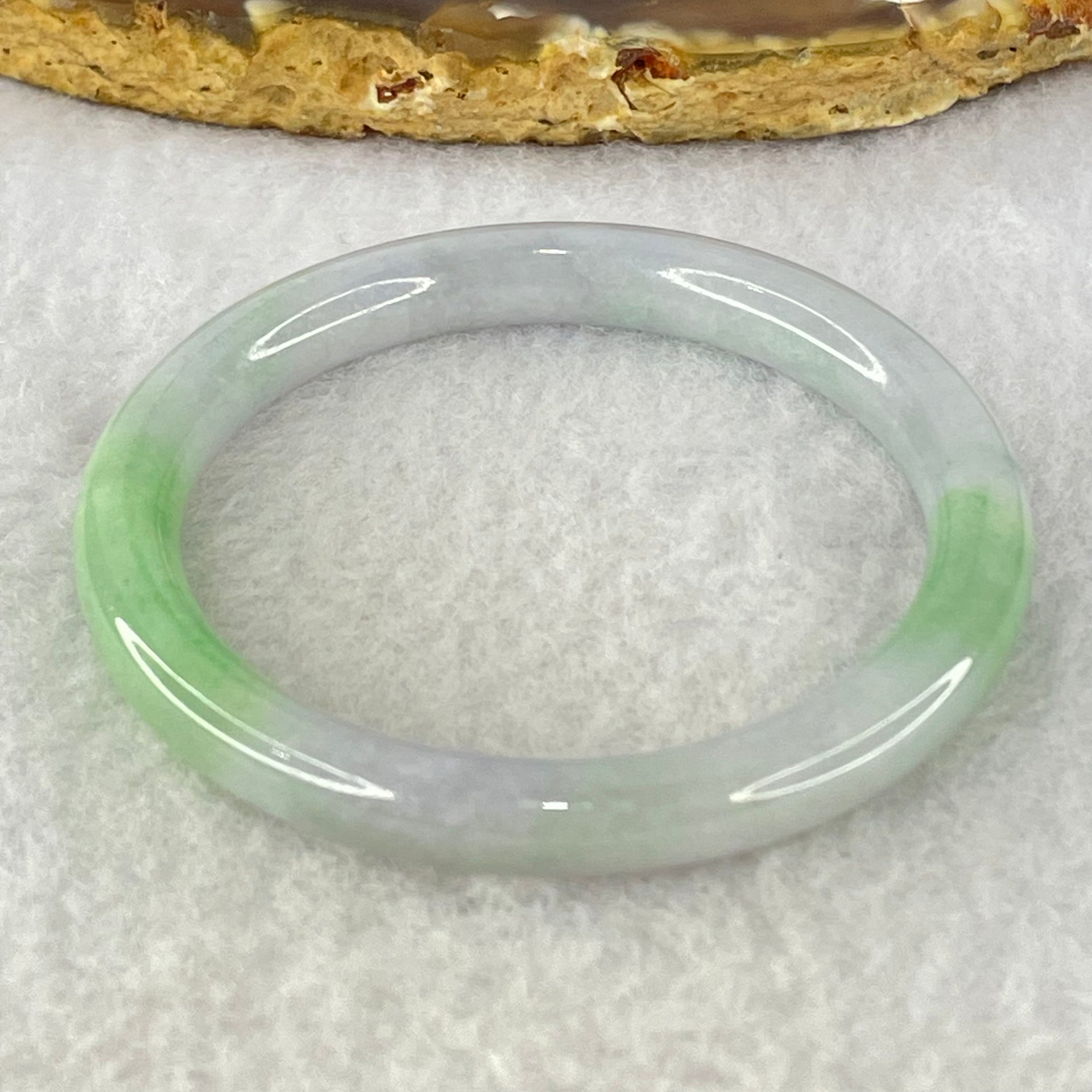 Type A Lavender and Green Jadeite Bangle Internal Diameter 43.0mm 15.29g 6.3 by 6.0mm (Very Very Fine Internal Line) - Huangs Jadeite and Jewelry Pte Ltd
