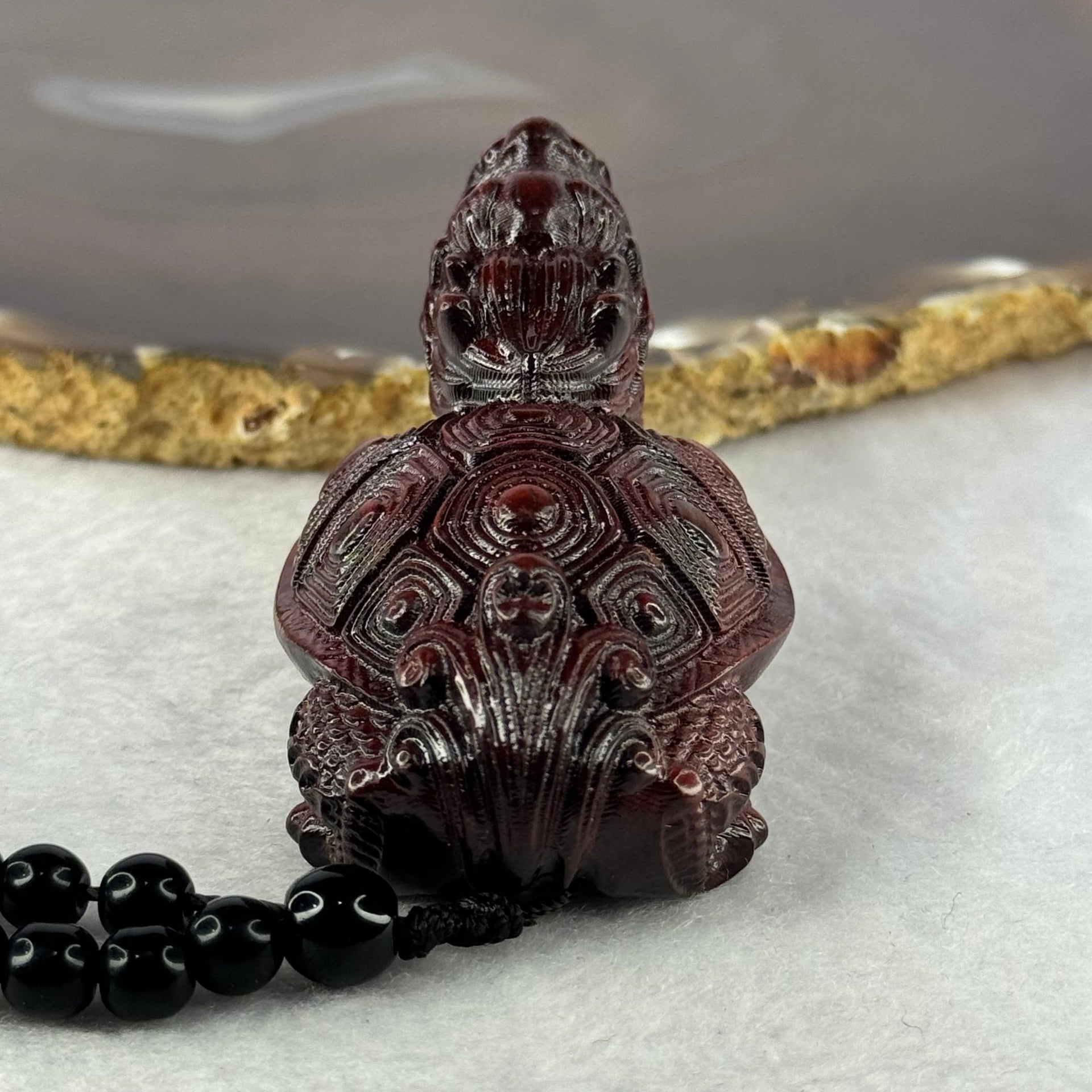 Natural African Rosewood Dragon Tortoise Handplay 天然非洲紫檀龙龟手把件 50.20g 60.8 by 36.6 by 40.0mm - Huangs Jadeite and Jewelry Pte Ltd