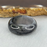 Type A Semi Icy Wuji Grey Black with Lavender Jadeite Thick Ring 5.10g 9.2 by 3.6mm US7.7 HK 17 (Slight Internal Lines) - Huangs Jadeite and Jewelry Pte Ltd