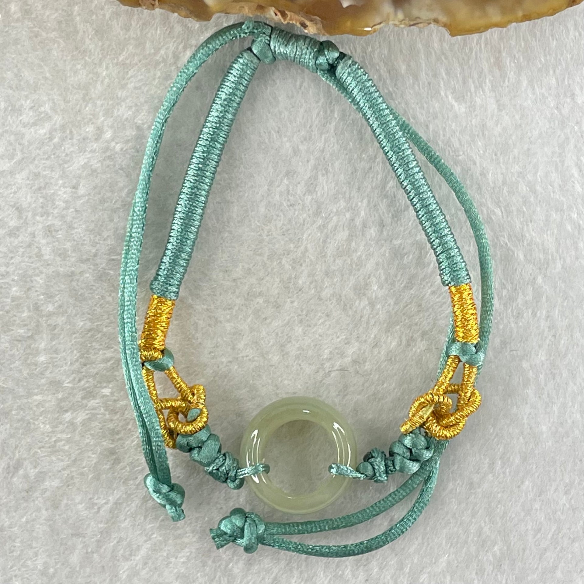 Type A Blueish Green Jadeite Ping An Kou String Bracelet 2.83g 14.4 by 6.3mm - Huangs Jadeite and Jewelry Pte Ltd