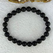 Natural Dark Matt Black Amber Beads Bracelet 天然大黑天翁琥珀手链 7.59g 17cm 8.4mm 24 Beads - Huangs Jadeite and Jewelry Pte Ltd