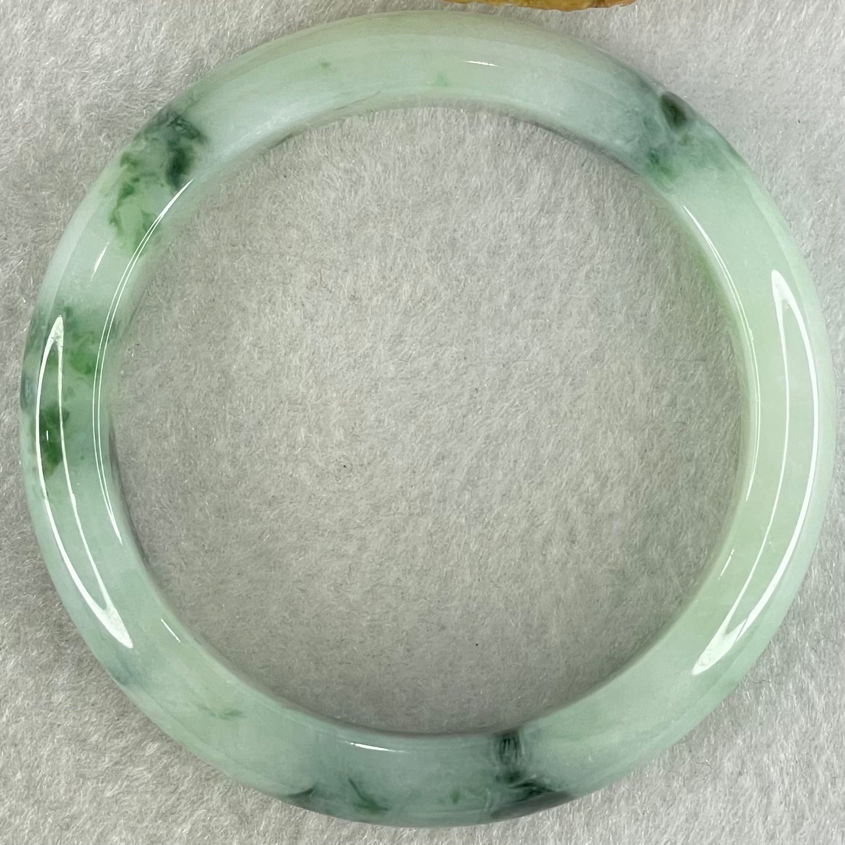 Type A Light Green with Dark Blueish Green Piao Hua Jadeite Bangle 45.99g Internal Diameter 53.1mm 11.7 by 7.8mm (Internal Line) - Huangs Jadeite and Jewelry Pte Ltd