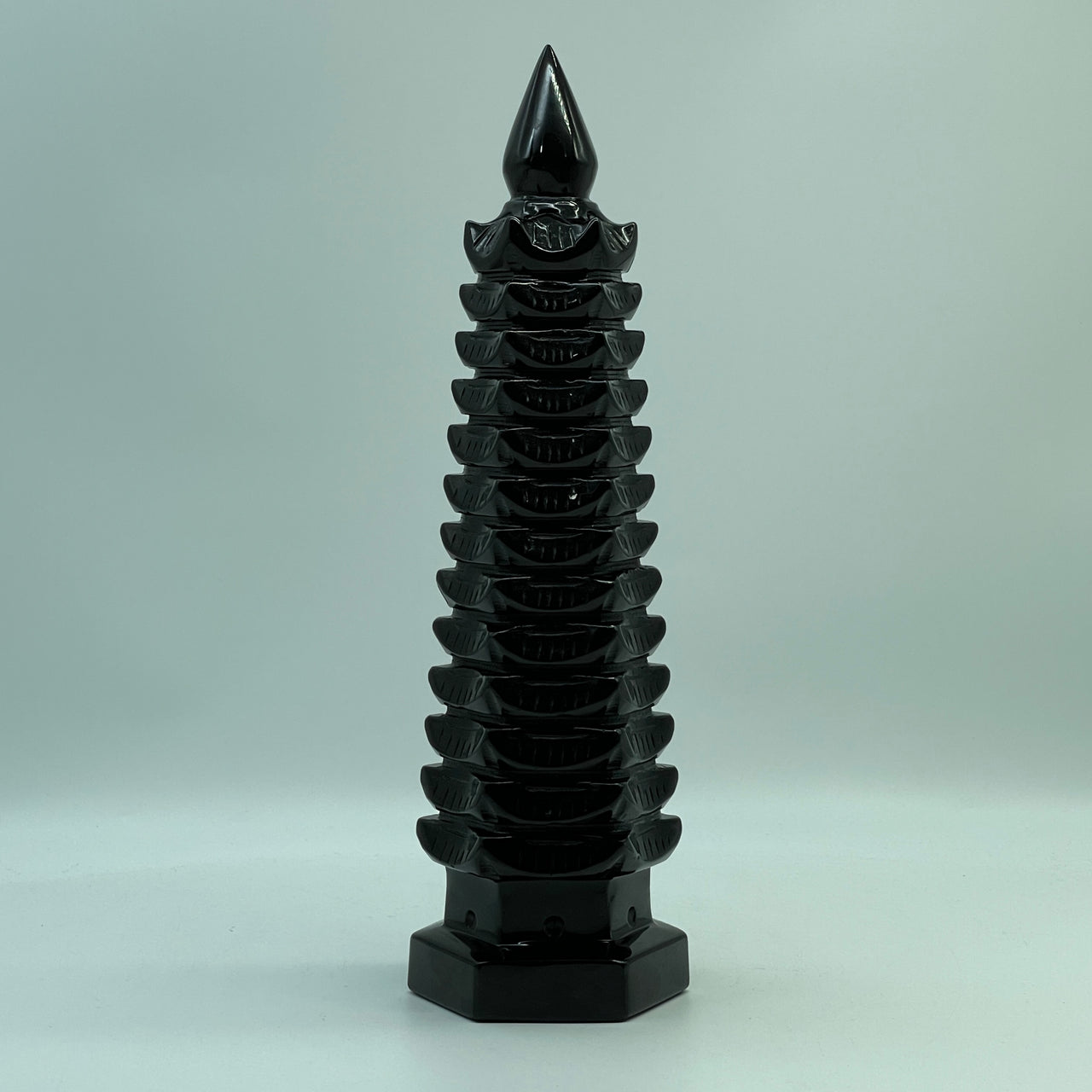 Black Obsidian Pagoda Display 1,398.0g 75.9 by 85.0 by 270.0mm