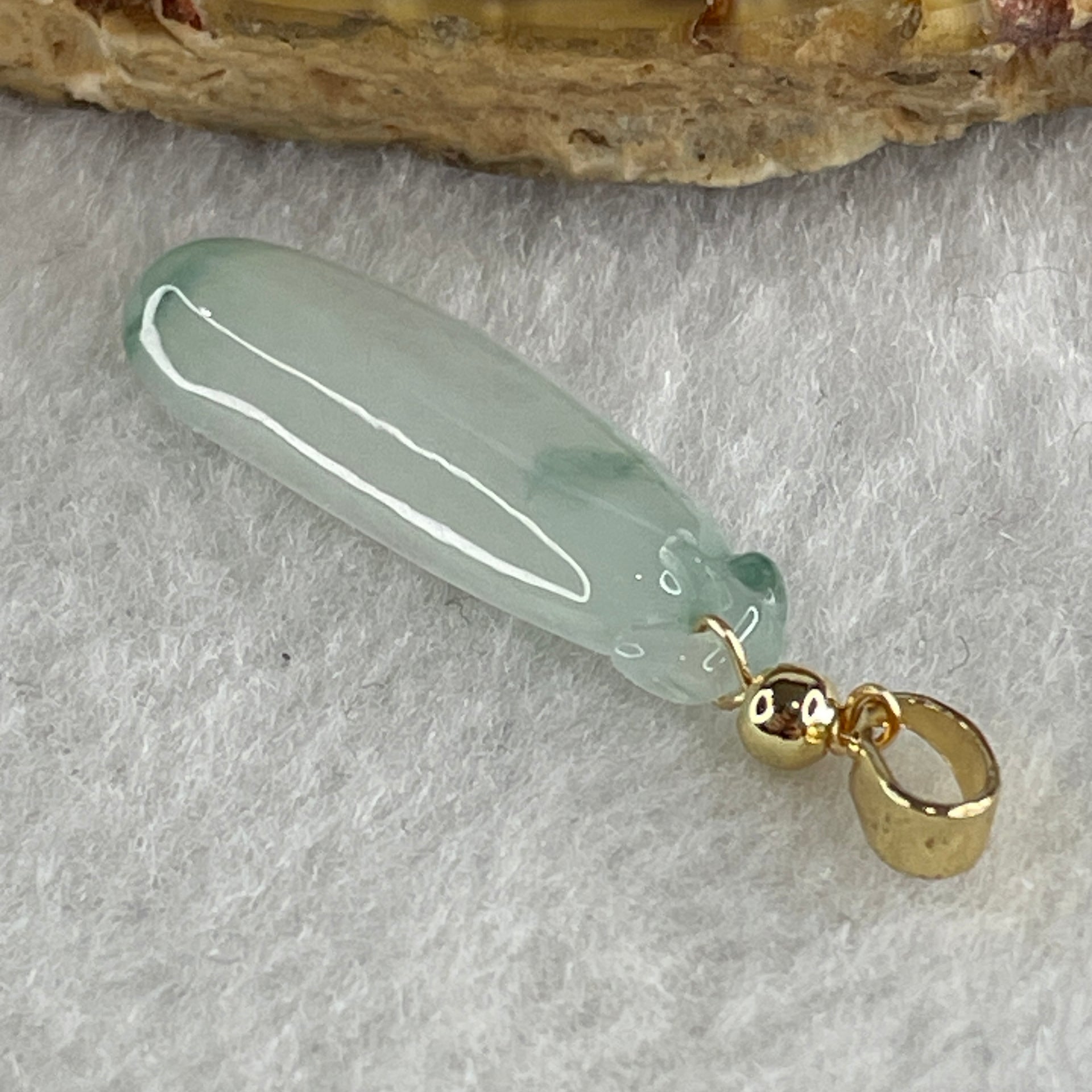 Type A Semi Icy Faint Lavender with Green Patches Jadeite Ruyi Pendant 1.49g 24.2 by 8.5 by 3.5mm - Huangs Jadeite and Jewelry Pte Ltd