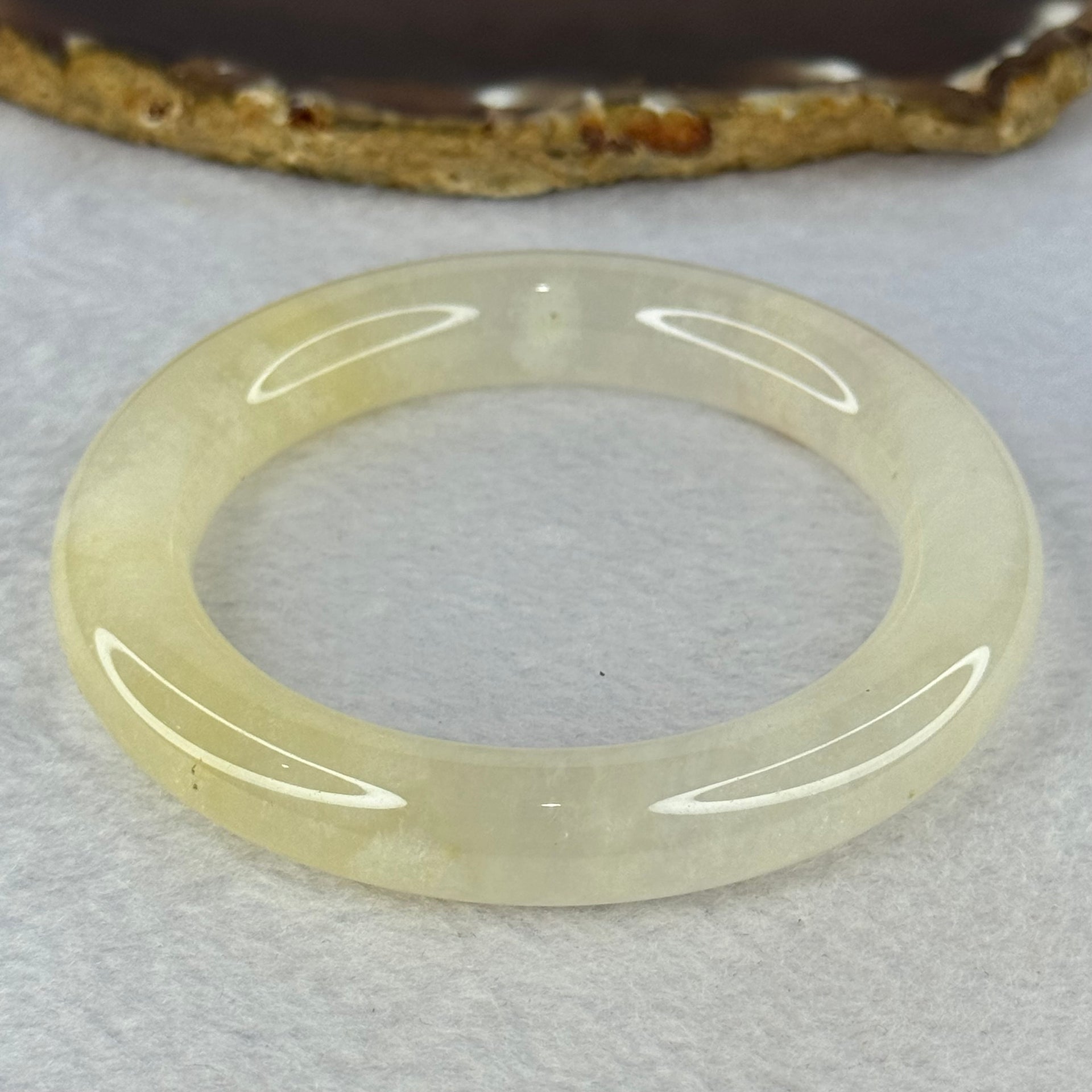 Transparent Yellow to White Quartzite Jade Bangle 天山玉手镯 Internal Diameter 56.9mm 60.55g 11.7 by 11.7mm - Huangs Jadeite and Jewelry Pte Ltd