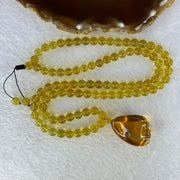 Natural Yellow Amber Foot Pendent 32.5 by 24.2 by 19.5mm with Yellow Amber Beads Necklace 6.9mm 104 Beads Total 22.56g - Huangs Jadeite and Jewelry Pte Ltd