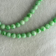 Good Grade Type A Apple Green with Emerald Green Piao Hua Jadeite Beads Necklace 50.33g 54cm 6.9 to 7.8mm 74 Beads - Huangs Jadeite and Jewelry Pte Ltd
