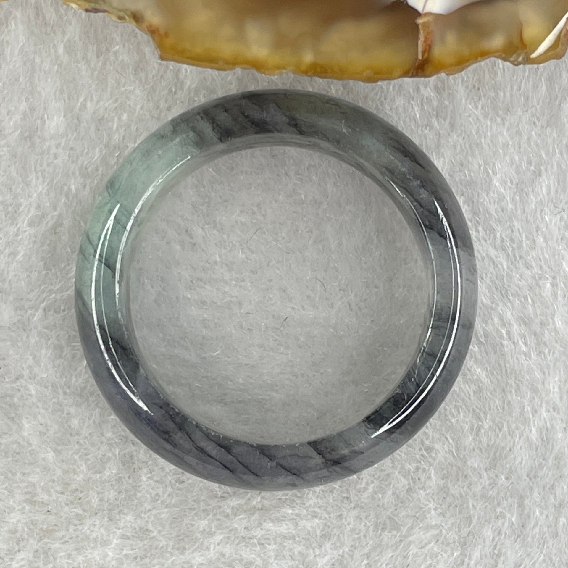 Type A Translucent Grey Wuji with Green Piao Hua Jadeite Ring 3.39g 6.4 by 3.4mm US 8.25 HK 18.2 ( Close to Perfect ) - Huangs Jadeite and Jewelry Pte Ltd