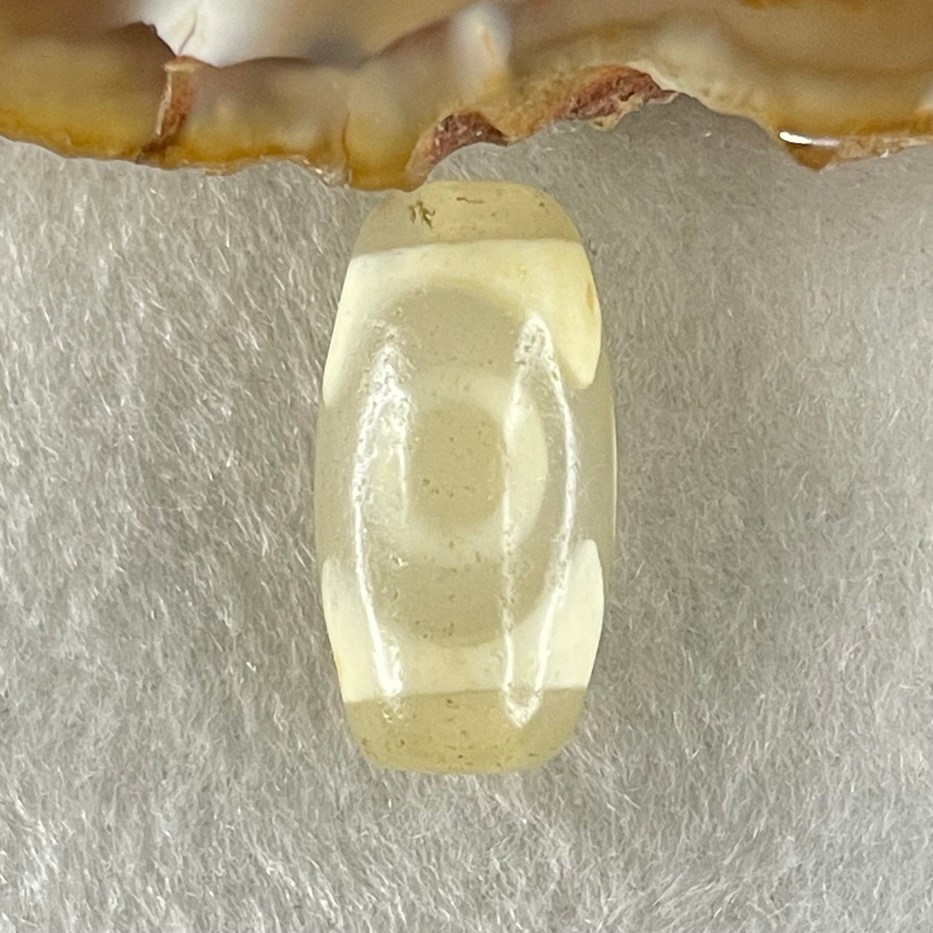 Natural Powerful Tibetan Old Oily Agate 3 Eyes Dzi Bead Heavenly Master (Tian Zhu) 三眼天诛 2.90g 19.8 by 10.2mm - Huangs Jadeite and Jewelry Pte Ltd