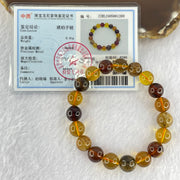 Natural Mixed Color Amber Beads Bracelet 9.41g 15.5cm 9.9mm 19 Beads - Huangs Jadeite and Jewelry Pte Ltd