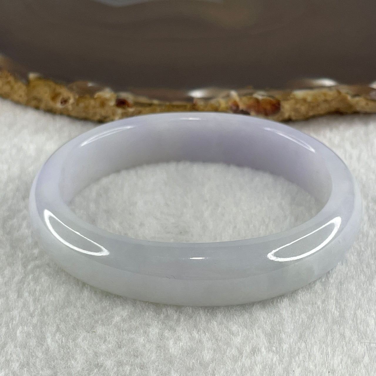 Type A Natural Light Lavender Light Green Jadeite Oval Bangle 44.42g Inner Diameter 55.8mm 12.4 by 7.3mm (Close to Perfect) - Huangs Jadeite and Jewelry Pte Ltd