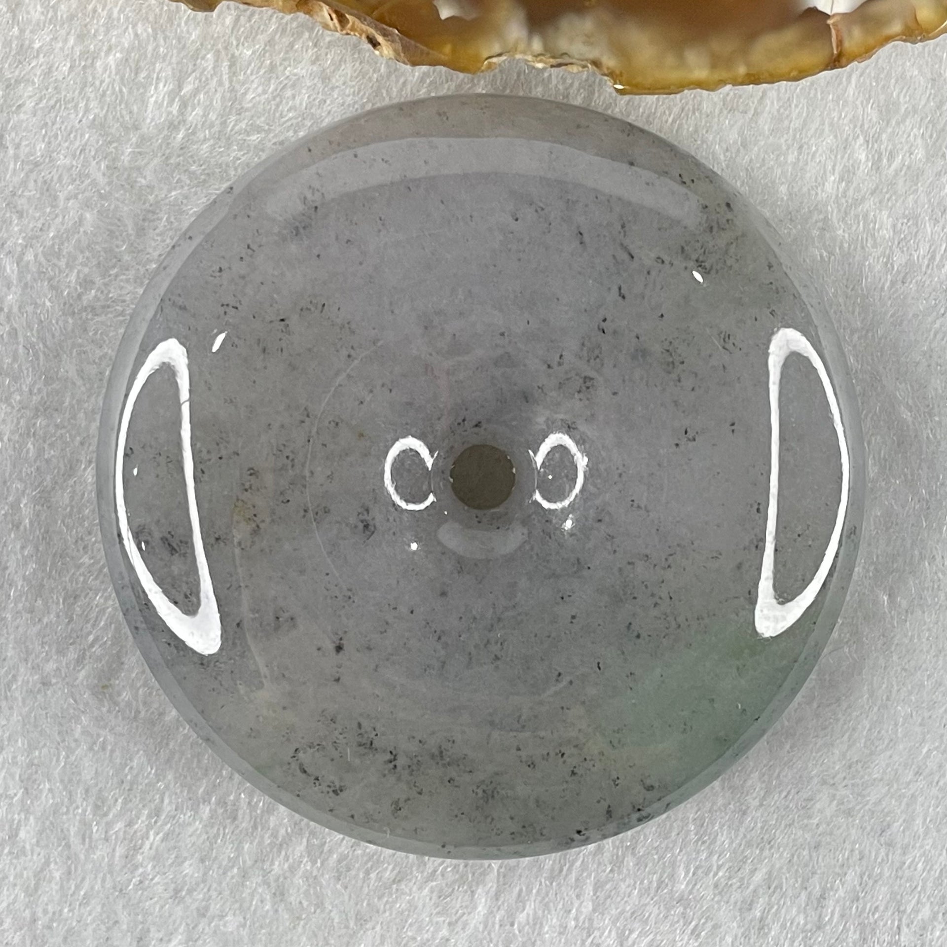 Type A Lavender with Wuji Grey and Green Dots Jadeite Ping An Kou Donut Pendant 76.70g 55.2 by 12.6mm - Huangs Jadeite and Jewelry Pte Ltd