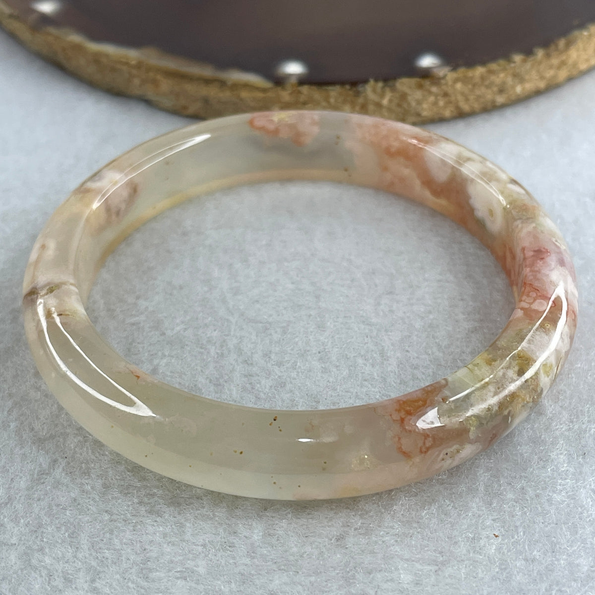 Natural Pink Flower Agate Bangle Set | (104.40g | 55.8mm ID | 10.8 x 7.4mm | Perfect | Blooming Self-Love & Emotional Renewal Anchor, Feng Shui Harmony & Stacking Peace Bangle Set) - Huangs Jadeite and Jewelry Pte Ltd