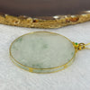 18K Yellow Gold Type A Icy Green Jadeite Round Wu Shu Pai in S925 Sliver Gold Colour Necklace 22.54g 50.2 by 3.3mm - Huangs Jadeite and Jewelry Pte Ltd