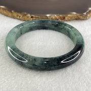 Certified Natural Type A Semi Icy Green with Dark Blueish Green Piao Hua Bangle 58.92g Internal Diameter 59.5mm 11.2 by 9.6mm (Internal Lines) - Huangs Jadeite and Jewelry Pte Ltd