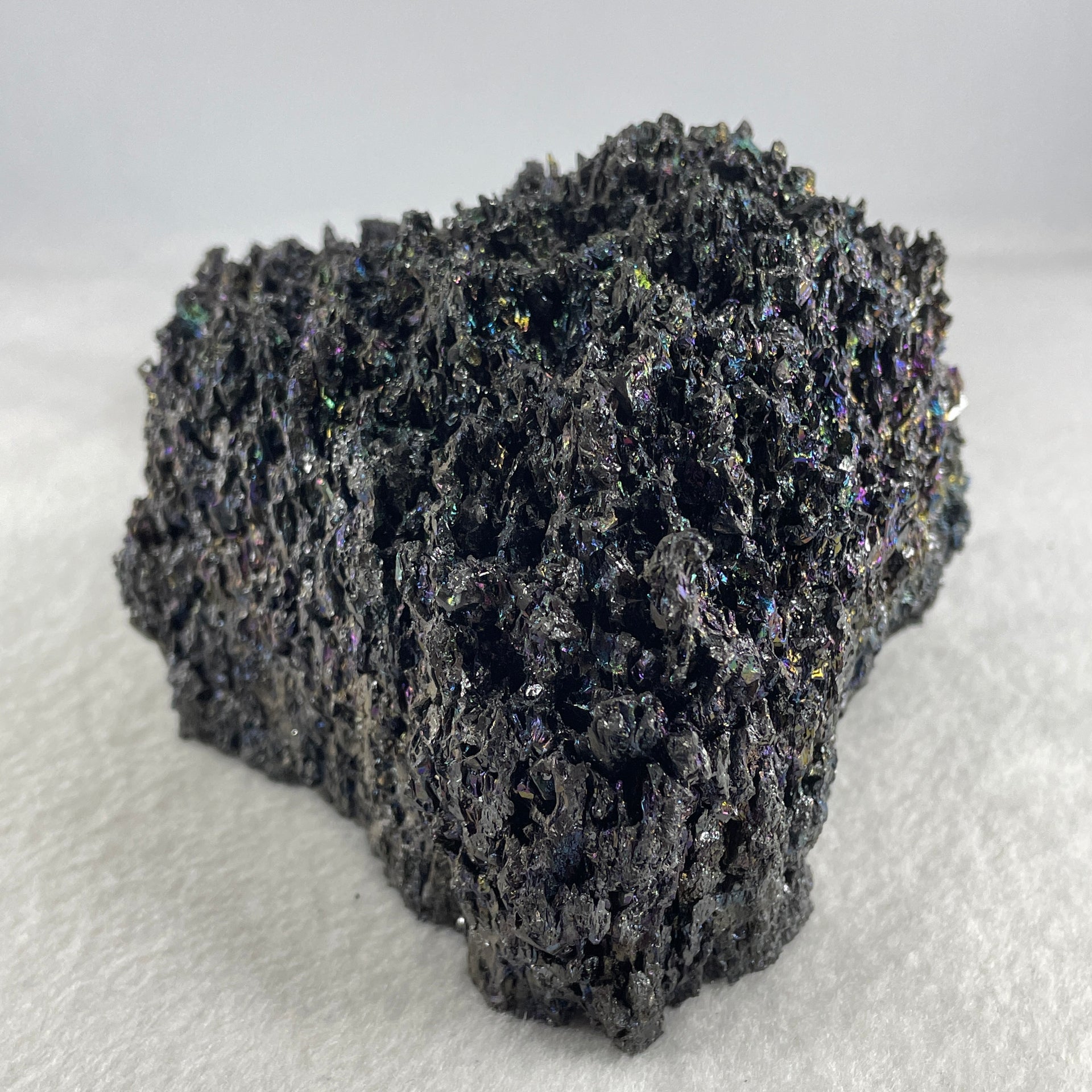 Natural Black Moissanite Rough Display with Wooden Stand 1,419.6g by 145.0 by 140.0 by 135.0mm - Huangs Jadeite and Jewelry Pte Ltd
