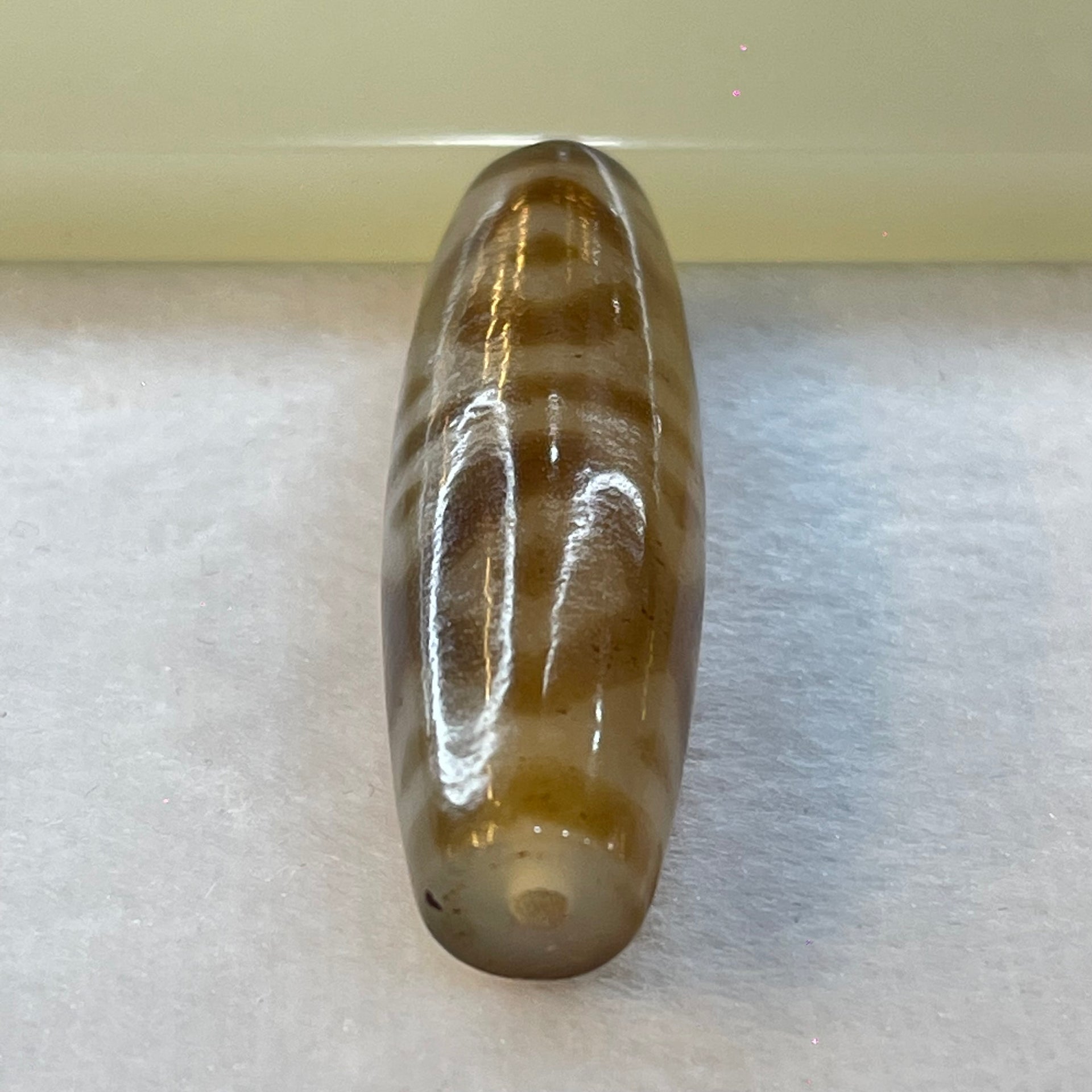 Natural Powerful Tibetan Old Oily Agate 6 Eye Vajra Dzi Bead Heavenly Master (Tian Zhu) 六眼金刚杵天诛 15.82g 49.0 by 14.5mm - Huangs Jadeite and Jewelry Pte Ltd