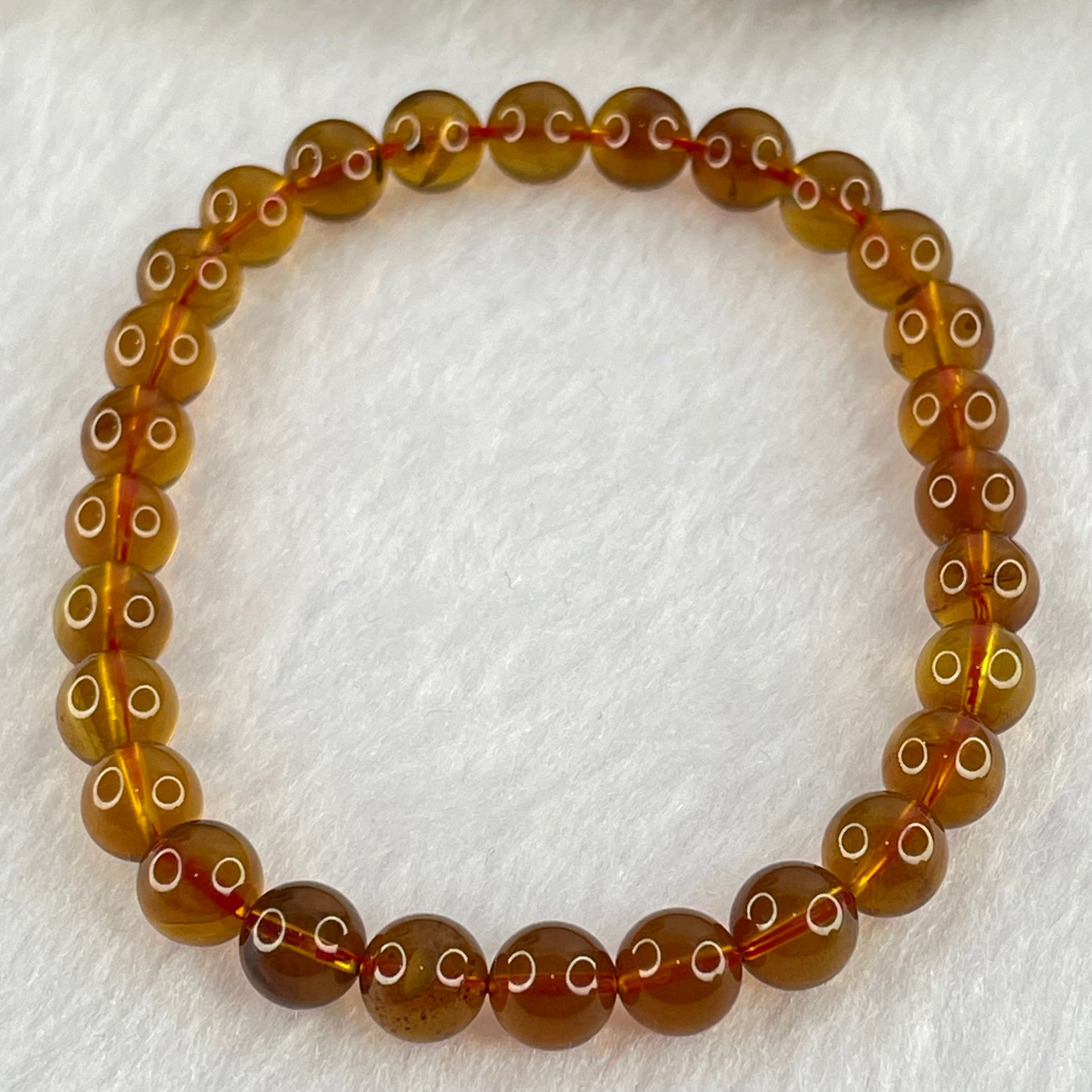 Natural Purple Amber Beads Bracelet 天然紫蜜琥珀手链 3.87g 15cm 6.4mm 28 Beads - Huangs Jadeite and Jewelry Pte Ltd