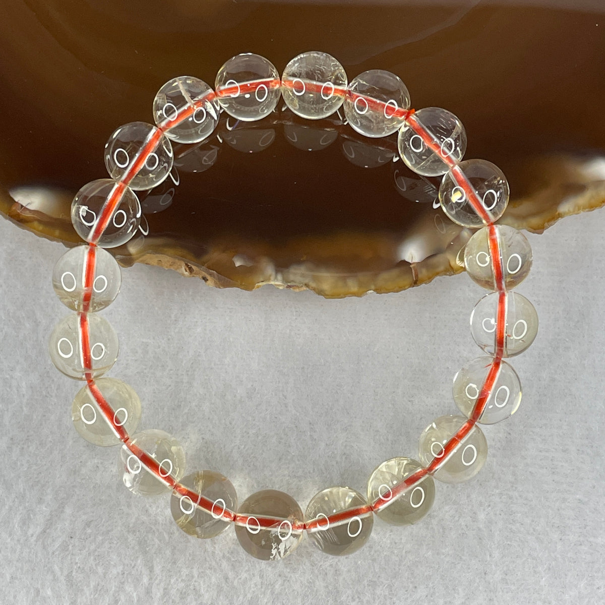 Certified Average Grade Natural Yellow Citrine Crystal Beads Bracelet | 10.2mm Golden Merchant's Stone (28.81g | 16cm Wrist Sizing | 20 Beads)