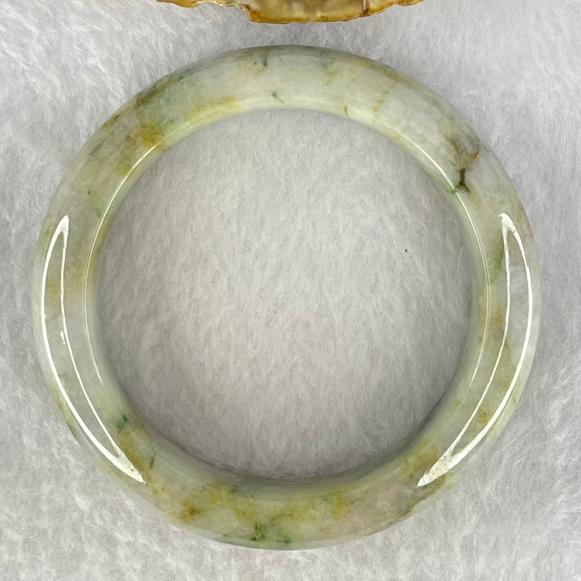 Type A Lavender with Green and Yellow Piao Hua Jadeite Bangle Internal Diameter 54.0mm 74.77g 15.1 by 9.6mm (External Line) - Huangs Jadeite and Jewelry Pte Ltd