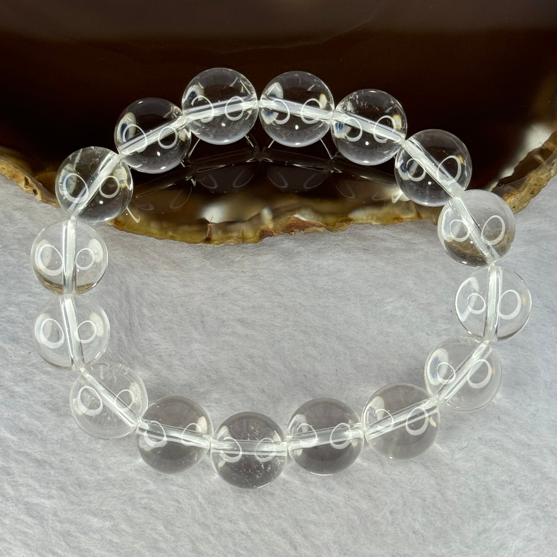 Natural Clear Quartz Beads Bracelet 天然白水晶手链 46.33g 17.5cm 12.9mm 16 Beads - Huangs Jadeite and Jewelry Pte Ltd