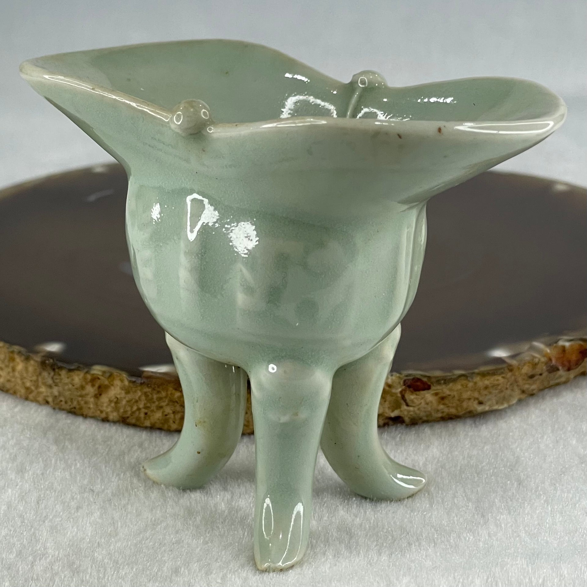 Light Blueish Green Porcelain Wine Cup Display 79.57g 87.7 by 52.9 by 71.0mm - Huangs Jadeite and Jewelry Pte Ltd