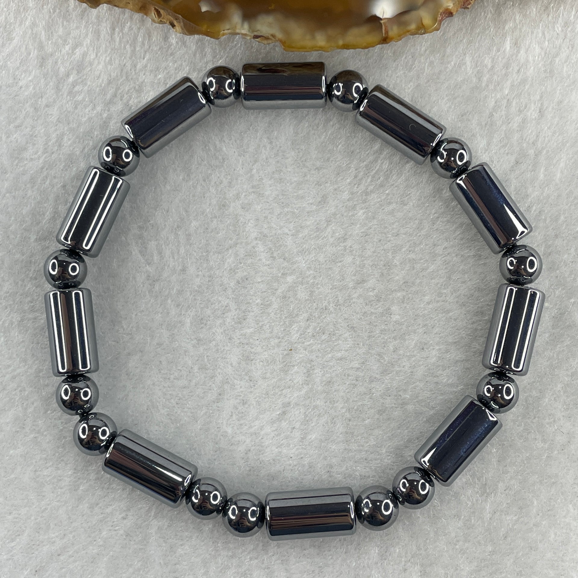 Natural Hematite Lulutong Beads Bracelet 15.49g 18cm 7.0mm-10Lulutong 6.5mm-13Beads - Huangs Jadeite and Jewelry Pte Ltd