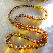 Natural Yellowish Brown Flower Amber Beads Necklace 天然金沙蜜花珀项链 9.70g 46cm 4.3 - 9.0mm 85 Beads - Huangs Jadeite and Jewelry Pte Ltd