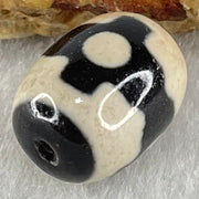 Natural Powerful Tibetan Old Oily Dark Brown With White Agate 3 Eyes Dzi Bead Heavenly Master (Tian Zhu) 三眼天诛 4.84g 17.7 by 13.3mm - Huangs Jadeite and Jewelry Pte Ltd