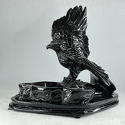 Black Stone Eagle with Pond with Wooden Stand Display 1,914.9g 240.0 by 191.0 by 230.0mm - Huangs Jadeite and Jewelry Pte Ltd