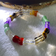 Natural Multi Treasures Mixed Quartz Bamboo Shaped Beads Feng Shui Bracelet 11.19g 16cm 9.4mm 14 Beads - Huangs Jadeite and Jewelry Pte Ltd